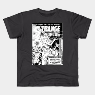 Strange Worlds No 4 B&W Line art Kids T-Shirt